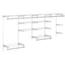 Organizer in Acciaio da Parete 249,4x38,8x162 cm 9 Ripiani Regolabili e 5 Aste per Appendere in Acciaio Bianco