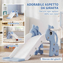 Scivolo per Bambini 1-3 Anni 106x51,5x52 cm con Scaletta Canestro da Basket e Pallone Design Giraffa in PP e PE Blu      