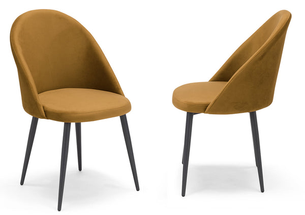 Set 2 sedie Imbottite 51x58x87 cm In Tessuto Tiffany Lola Senape acquista