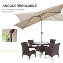 Ombrellone Rettangolare 200x300 cm Pieghevole e Regolabile con Manovella in Alluminio e Poliestere Cachi      