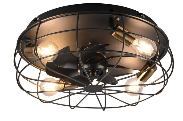 Plafoniera con Ventilatore da Interno Attacco E27 Ø50 cm Metallo Nero Opaco acquista