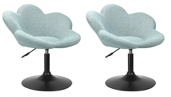 online Set 2 Poltroncine da Soggiorno 69x55x69/81 cm in Schiuma Poliuretanica Fleur Nero-Acquamarina