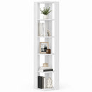 Libreria Angolare 34x34x161 cm Scaffale Salvaspazio 5 Ripiani in Legno Bianco     