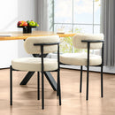 Set 2 Sedie Sala da Pranzo 51x51x76 cm in Tessuto Sherpa con Gambe in Acciaio Beige      