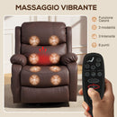 Poltrona Relax Reclinabile 87x97X100 cm con 8 Punti Massaggianti Riscaldanti e Poggiapiedi Marrone      