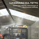 Casetta da Giardino 277x195x192 cm con Prese d'Aria e Doppia Porta Scorrevole in Metallo Argento      