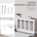 Copritermosifone a Doghe 120x18x84 cm in MDF e Acciaio Bianco