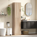 Mobile Colonna Bagno 40x35x180 cm a 2 Armadietti con 6 Ripiani Regolabili in Legno Color Legno      