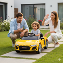 Macchina Elettrica per Bambini 12V Licenza Ufficiale Audi R8 New Spyder con Telecomando e Sedile in pelle Giallo