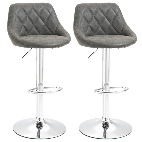 online Set mit 2 Barhockern 51,5 x 48 x 83-104 cm in dunkelgrauem Kunstleder