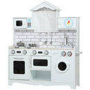 Cucina Giocattolo per Bambini 3-6 Anni con Set di Accessori Lavandino e Manopole con Suoni in Legno Bianco      