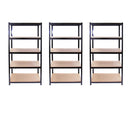 Set 3 Scaffali Senza Bulloni 90x45x180 cm in Acciaio Nero  