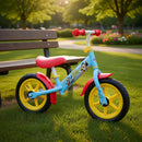 Balance Bike Bicicletta Senza Pedali per Bambini 12" Licenza Disney Mickey Azzurro e Rosso