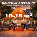 Riscaldatore Sospeso da Esterno 2000 W 42x42x11,5 cm con LED Controllo APP Telecomando e Touch e Timer in Metallo Nero      