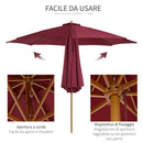Ombrellone da Giardino in Bambù Ø3x2.5m con Doppio Tetto Rosso 