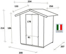 Casetta Box da Giardino per Attrezzi 200x207 cm con Porta Finestrata in Legno Naturale