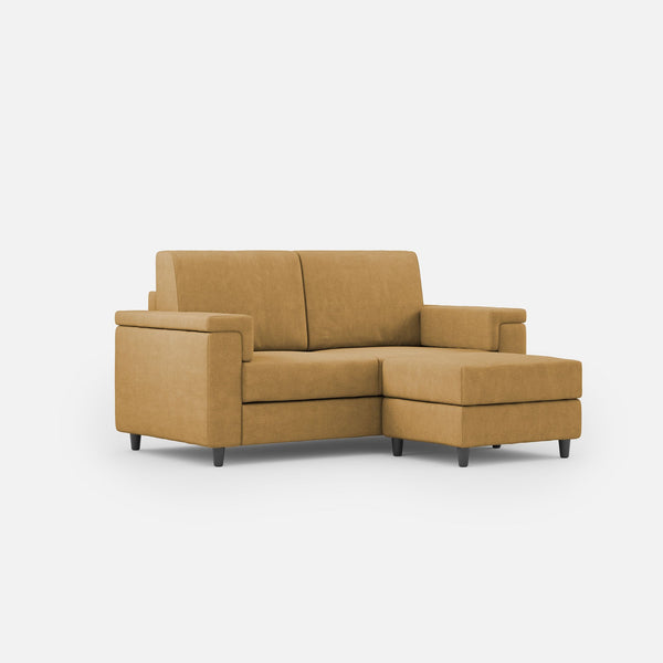 Divano 2 Posti con Pouf 168x145x85 cm Marrak in Tessuto Ocra prezzo