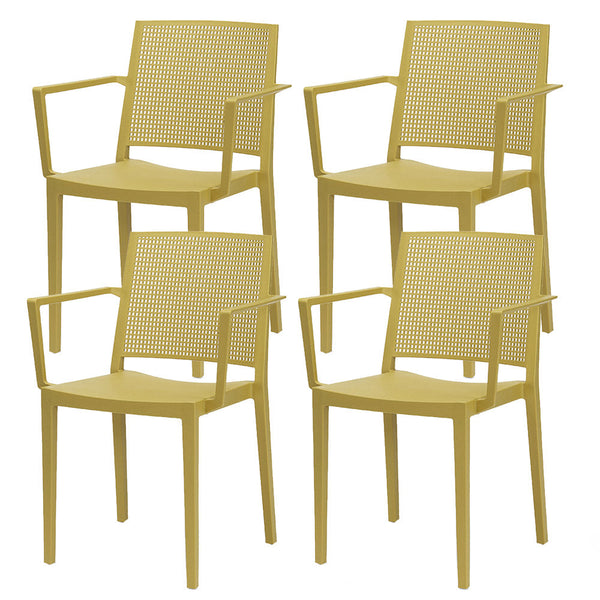 Satz von 4 stapelbaren Stühlen 81x57x56 cm mit Armlehnen aus Polypropylen und Fiberglas Porto Senf prezzo