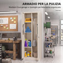 Armadio Porta Attrezzi 60x40x165 cm con Serratura Ante e Ripiani Regolabili Capacità 80 kg in Acciaio Crema      