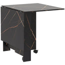Tavolo da Pranzo Pieghevole per 2-6 Persone 120x80x73 cm con Ruote in Truciolato Nero Effetto Marmo      