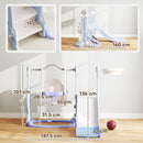 Scivolo per Bambini 4 in 1 con Altalena Canestro Arrampicata 147,5x160x107 cm Azzurro Chiaro  