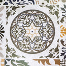 Set Tavolino e 2 Sedie Ø60xh71 cm in Metallo con Mosaico Frigole Bianco