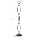Lampada da Terra LED a Doppia Spirale 25x20x144 cm con Luminosità Regolabile Interruttore a Pedale Nero      