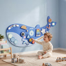 Pannello Sensoriale Montessoriano da Parete 120x55,5x4 cm per Bambini da 2 Anni in MDF e Legno Blu      