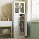 Mobile Bagno Alto 60x30x170 cm Ante Superiori in Vetro in MDF Bianco  