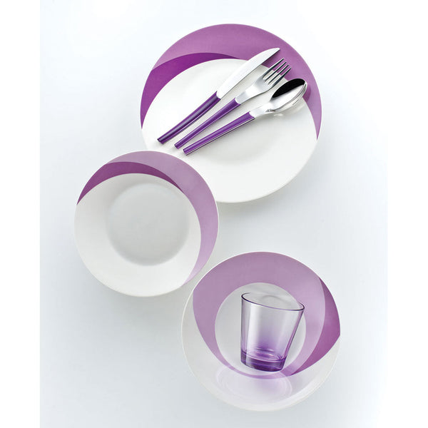 Set 7-teilig Teller + Besteck + Glas Eme Natura Flower Purple prezzo