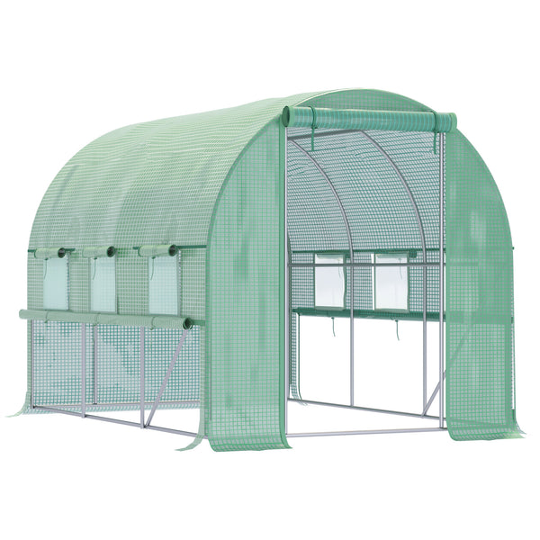acquista Serra per Orto 3x2x2m Porte con Zip e Finestre a Rete in Acciaio e Copertura PE Verde