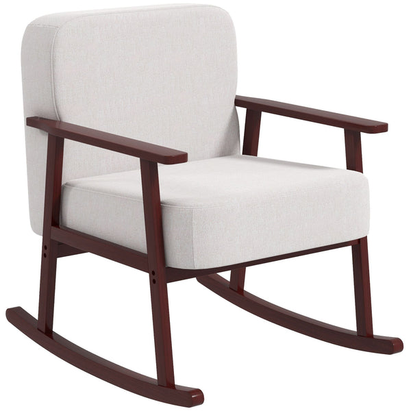 prezzo Poltrona a Dondolo 66x78x76 cm in Tessuto Effetto Lino e Legno Beige e Marrone