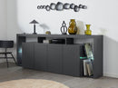 Credenza con 4 Ante e Ripiani in Vetro a Giorno 220x40x80 cm Essential 3A Grigio Antracite Opaco  