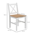 Set 4 Sedie per Cucina e Soggiorno con Schienale a Croce 41x46,5x86 cm in Legno di Pino Bianco e Rovere