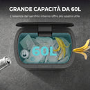 Pattumiera Rettangolare 60 L 42,5x28,5x66 cm con Coperchio Chiusura Ammortizzata e Fermasacco in Acciaio Inox Argento      