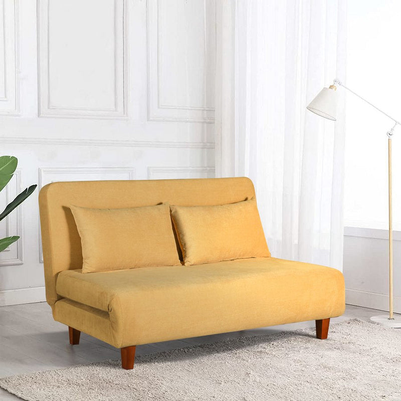 Divano Letto 2 Posti 146x91x82cm in Tessuto Giallo
