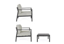 Set 4 Pezzi Salotto da Giardino con Divano 2 Poltrone e Tavolino in Alluminio e Spun Poly Sirius Antracite 