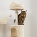 Albero per Gatti 60x50x206A cm con 4 Pali Graffiatoi Cesti Amache per 1-3 Gatti 6 kg in Peluche e Sisal Beige      