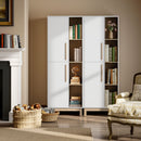 Mobile Bagno Alto 62,5x35x176 cm Salvaspazio con 2 Ante e 4 Ripiani Aperti in MDF Bianco      