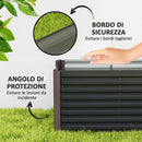 Set 2 Pezzi Aiuola Rettangolare Rialzata senza Fondo 120x60x60 cm in Acciaio Zincato Grigio Scuro   
