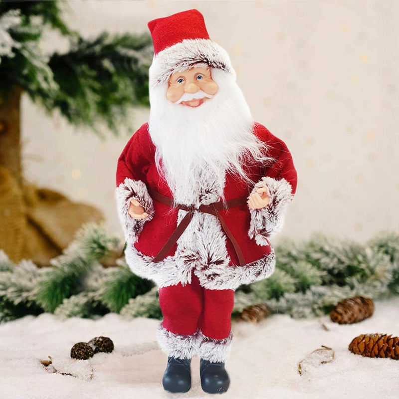 Pupazzo Babbo Natale H45 cm Carillon con Suoni e Movimento Rosso e Grigio