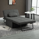Pouf Letto Poltrona Schienale Reclinabile 95x179x78 cm in Tessuto Effetto Lino Grigio  
