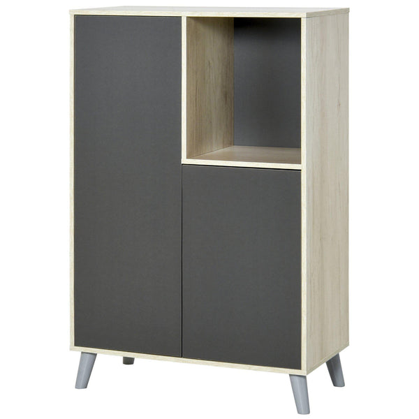sconto Dunkelgraues Bücherregal mit 2 Türen und offenem Fach 80x40x120 cm
