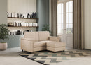 Divano 2 Posti con Pouf 168x145x85 cm Marrak in Tessuto Beige