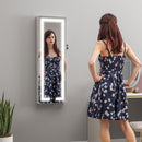 Armadietto Portagioie da Parete o Porta 37x10,5x108 cm Specchio Interno e Luci LED con Serratura e Chiave in MDF Bianco      