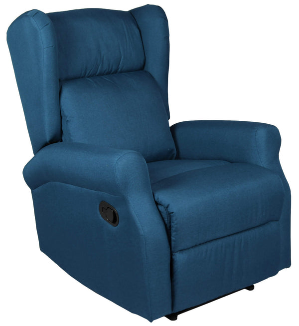 Manueller Relax-Sessel aus blauem Vandi-Stoff sconto