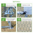 Pollaio Gabbia per Galline 600x303,5x195 cm in Metallo con Copertura in Tessuto Oxford Argento