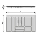 Portaposate per Cassetti da Cucina 90x50 cm in Plastica Emuca Grigio