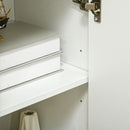 Credenza Moderna Mobile Basso 90x32x80 cm con 3 Cassetti e 2 Armadietti in Truciolato e Legno Bianco   