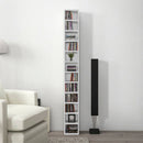 Mobile Libreria Porta CD 21x20x175 cm a 12 Ripiani per 204 CD in MDF e Truciolato Bianco      